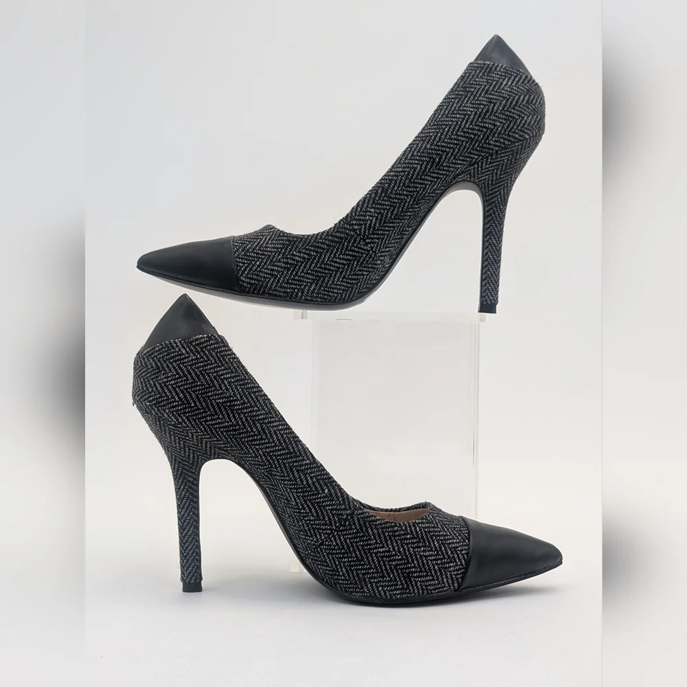 NWT BCBGeneration Duboise Sz 6.5 Stilleto Pointed Toe Fabric With Leather Accent - Picture 7 of 17